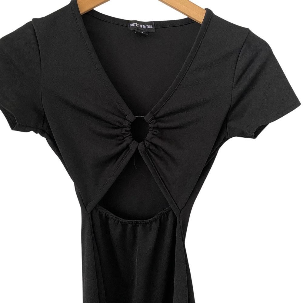 PrettyLittleThing Black Ring Cutout Mini Dress Size 4 Clubwear Y2K Party